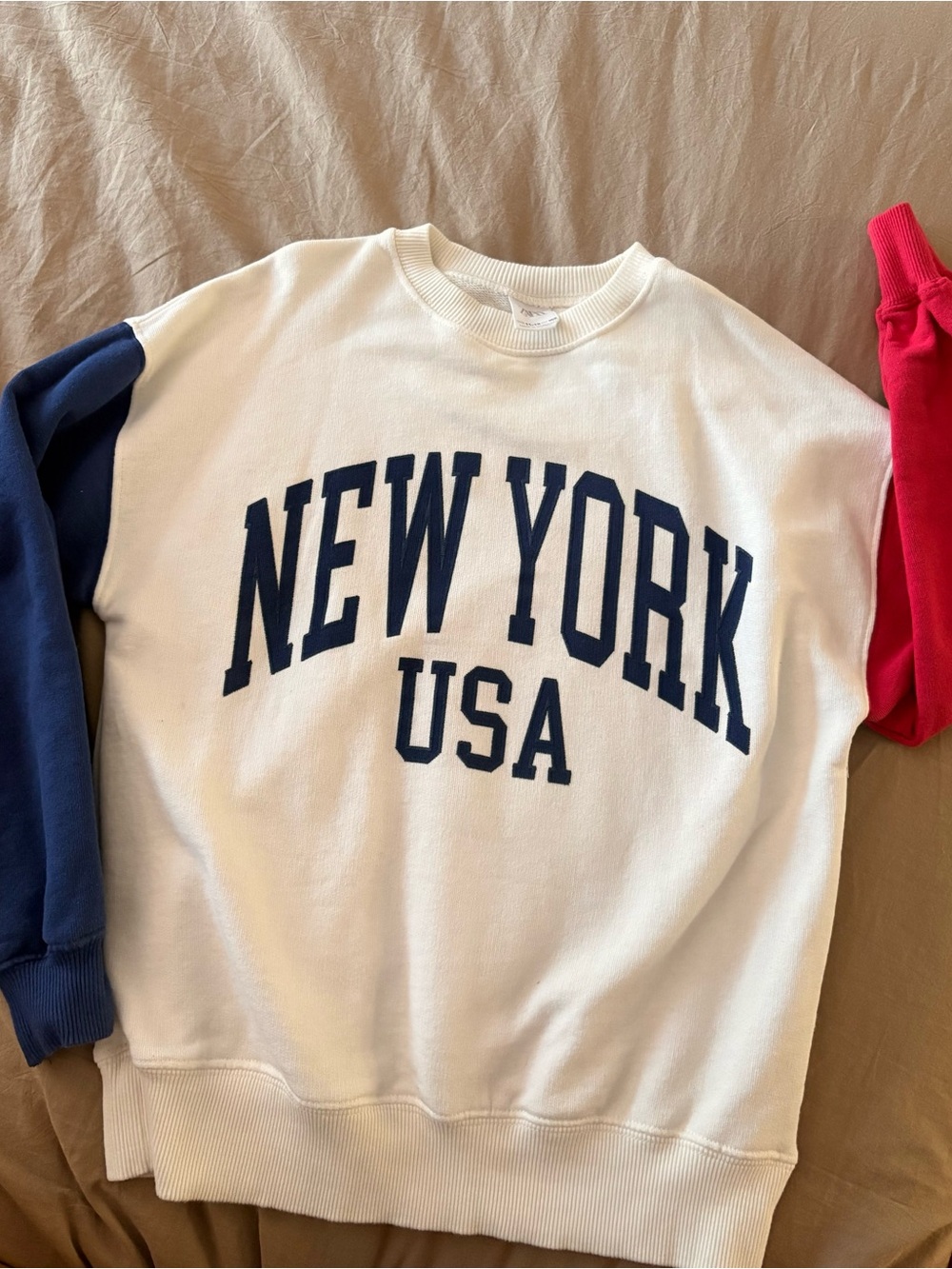Zara Cream Crewneck Sweatshirt with Branded Tag